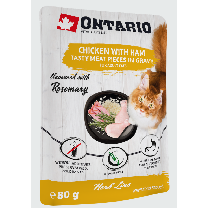 Ontario Herb line pouches - Kylling med skinke, ris og rosmarin 80 g (18)