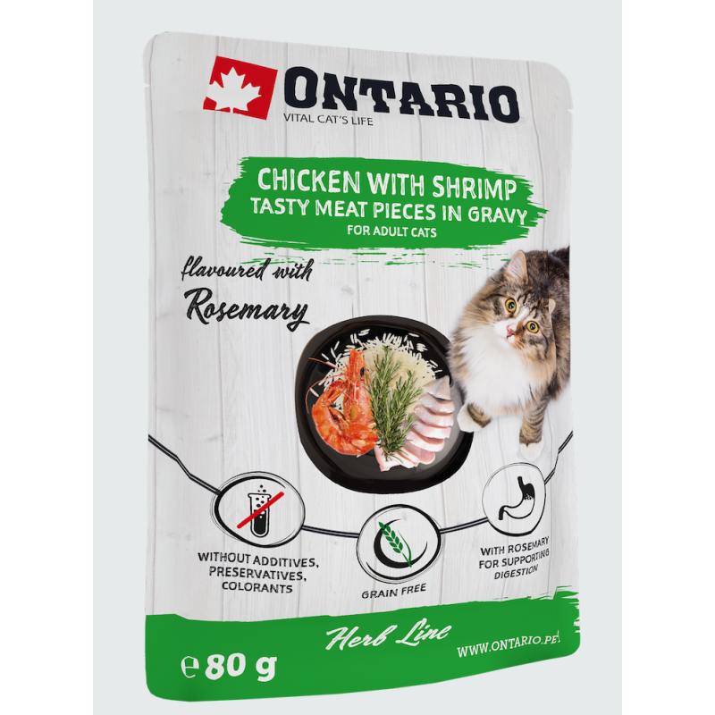 Ontario Herb line pouches - Kylling med rejer, ris og rosmarin 80 g (18)