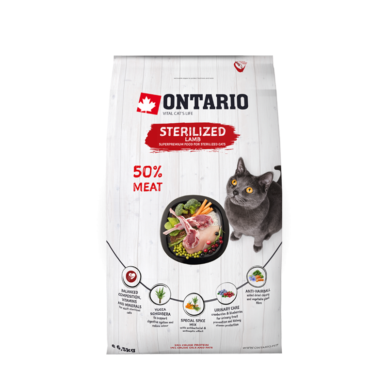 Ontario Cat Sterilised Lamb 6,5kg