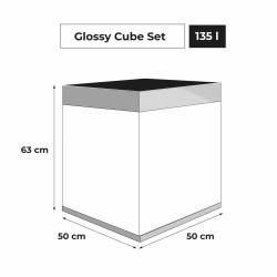 Glossy akvarie Cube 50x50x63 132 Ltr sort